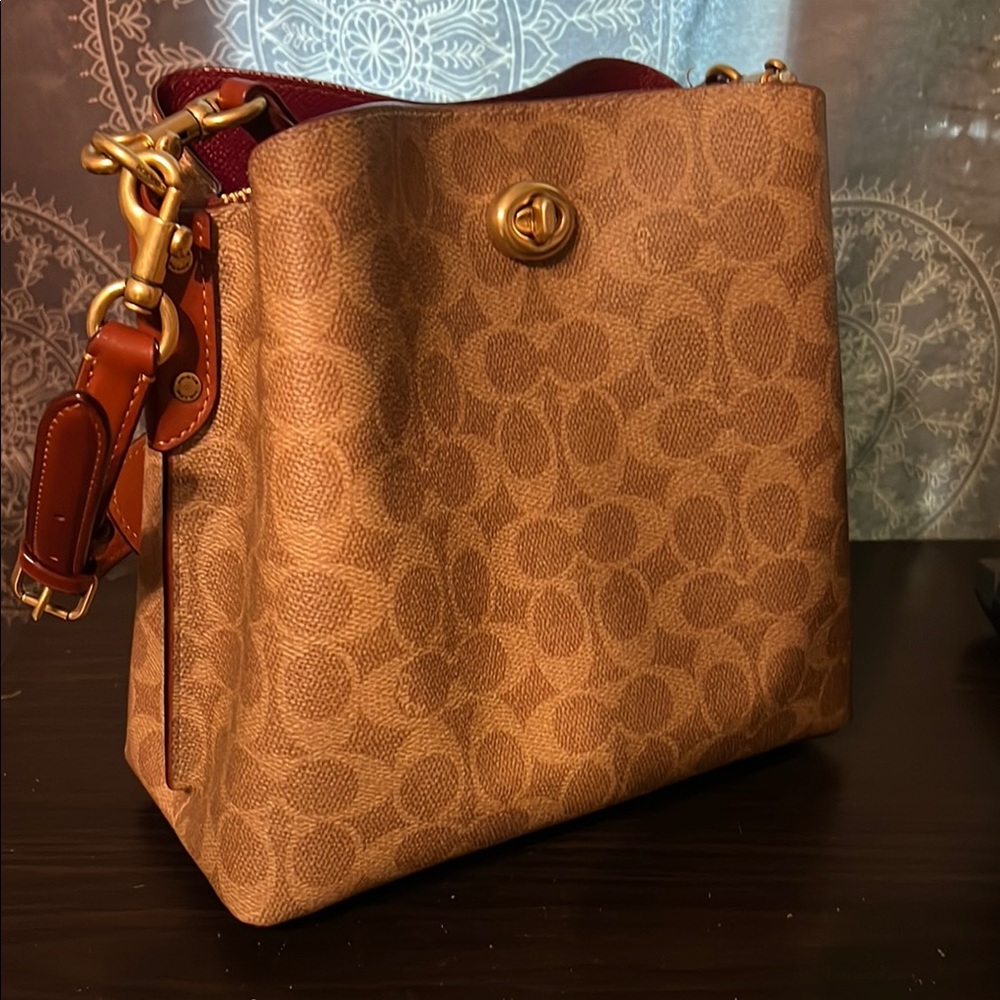 Coach Brown Signature Shoulder Bag with Gold Accents